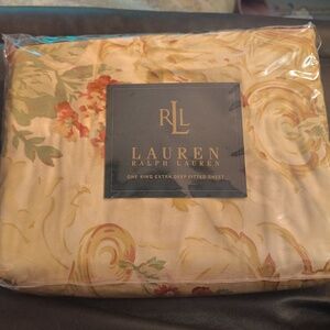 Ralph Lauren Vtg Grosvenor Square Floral Cottage King Deep Fitted Sheet